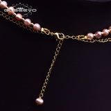 Natural Pearls Long Necklace 2 Layer Dragonfly Pendant Leaf Ethnic Choker