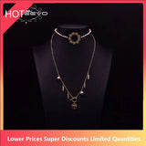 Natural Pearls Long Necklace 2 Layer Dragonfly Pendant Leaf Ethnic Choker