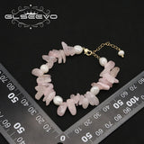 Pearls Pink Crystal Pendant Bracelet Romantic Jewelry Gift