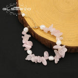 Pearls Pink Crystal Pendant Bracelet Romantic Jewelry Gift