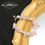 Pearls Pink Crystal Pendant Bracelet Romantic Jewelry Gift