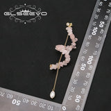 Natural Pearls Pink Crystal Long Chain Drop Earrings Women Retro Jewelry