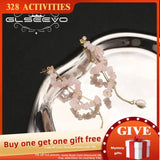 Natural Pearls Pink Crystal Long Chain Drop Earrings Women Retro Jewelry