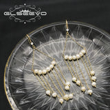 Natural Pearls Tassel Long Drop Earrings French Elegance Wedding Jewelry