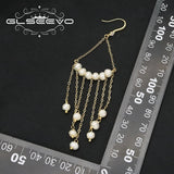 Natural Pearls Tassel Long Drop Earrings French Elegance Wedding Jewelry