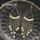 Natural Pearls Tassel Long Drop Earrings French Elegance Wedding Jewelry