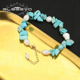 Vintage Natural Pearl Turquoise Adjustable Bracelet for Women