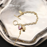 Pink Purple Baroque Pearls Long Chain Pendant Bracelet