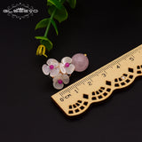 GLSEEVO Pink Crystal Drop Earrings Shell Flower Pearl Dangle 925s Jewelry