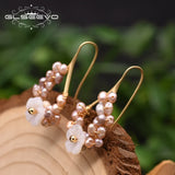 Purple Pearl Drop Earrings Floral Jewelry GE0987