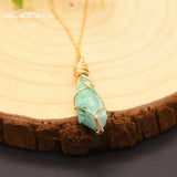 Rough Green Crystal Pendant Necklace for Women Girl Birthday Party Gift