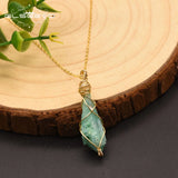 Rough Green Crystal Pendant Necklace for Women Girl Birthday Party Gift