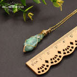 Rough Green Crystal Pendant Necklace for Women Girl Birthday Party Gift