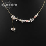 Natural Stone Freshwater Pearls Butterfly Zircon Pendant Necklace