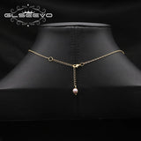 Natural Stone Freshwater Pearls Butterfly Zircon Pendant Necklace