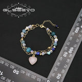 Natural Stone Pearl Heart-Shaped Pendant Bracelet - Korea Jewelry