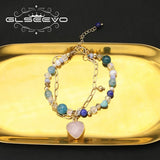 Natural Stone Pearl Heart-Shaped Pendant Bracelet - Korea Jewelry