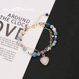 Natural Stone Pearl Heart-Shaped Pendant Bracelet - Korea Jewelry