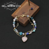 Natural Stone Pearl Heart-Shaped Pendant Bracelet - Korea Jewelry
