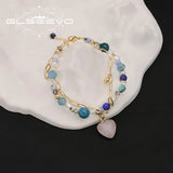 Natural Stone Pearl Heart-Shaped Pendant Bracelet - Korea Jewelry