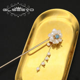 Tahitian Baroque Pearl Aquamarine Tassel Hairpin