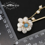 Tahitian Baroque Pearl Aquamarine Tassel Hairpin