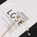 Tahitian Baroque Pearl Aquamarine Tassel Hairpin