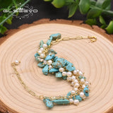 Turquoise Pearl Bracelet for Women Wedding