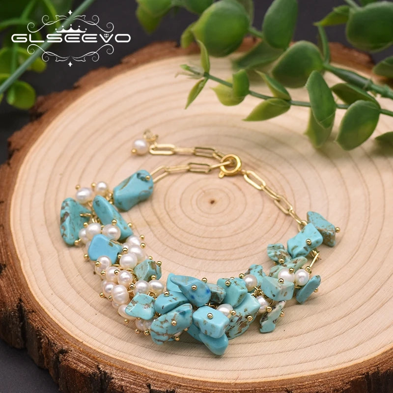 Turquoise Pearl Bracelet for Women Wedding