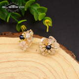 Crystal Pearl Stud Earrings 925 Sterling Silver Flower Earring Jewelry