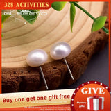 Natural Pearls Earring Studs Silver 925 Pin Classic Pearl Jewelry Girls GE0940B