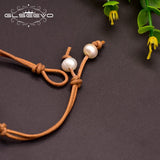 Natural Fresh Water Pearl Leather Bracelet Wedding Jewelry