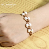 Natural Fresh Water Pearl Leather Bracelet Wedding Jewelry