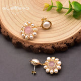Freshwater Pearl Drop Earrings 925 Silver Pink Crystal GE0911A