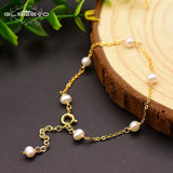 925 Silver Fresh Water Pearl Adjustable Bracelet Women Gift