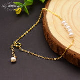 925 Silver Fresh Water Pearl Adjustable Bracelet Women Gift