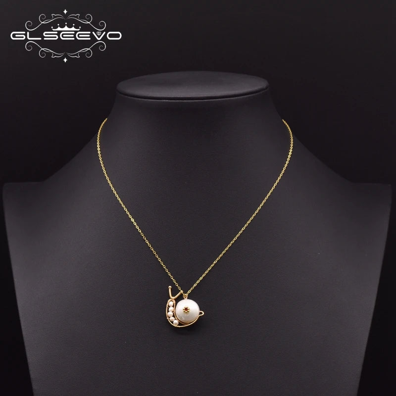 925 Silver Snails Pendant Necklace Women Wedding Jewellery