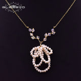 Chic Bowknot Pendant Chain Necklace with Pearl for Women