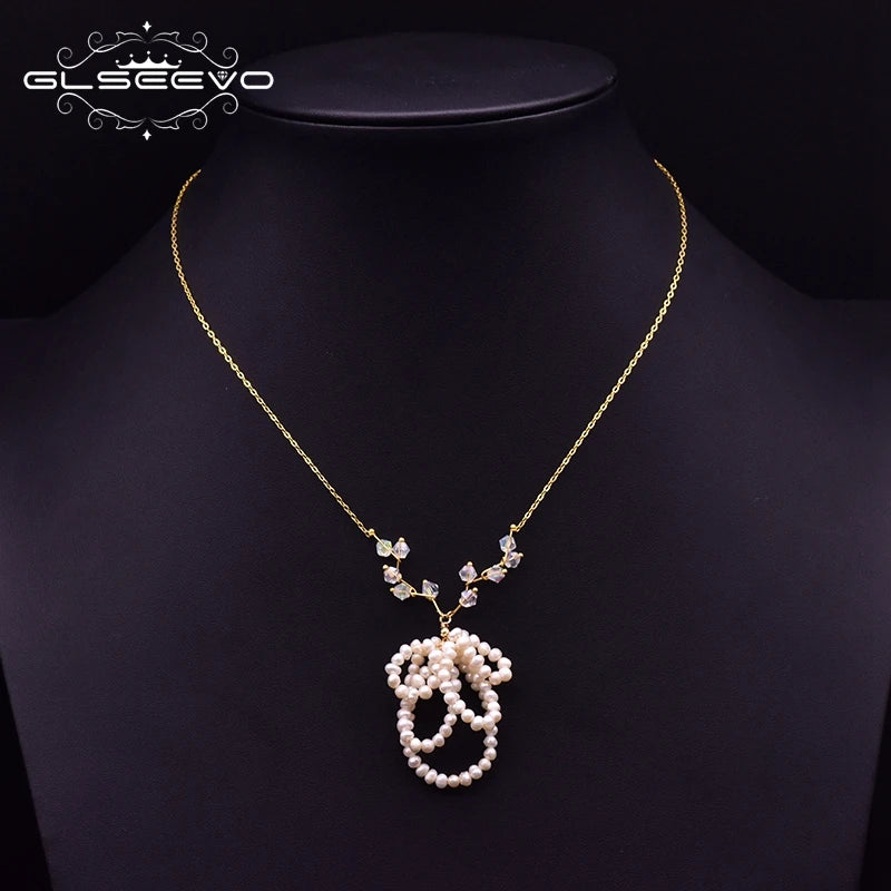 Chic Bowknot Pendant Chain Necklace with Pearl for Women
