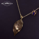 GLSEEVO Fresh Water Pearls Necklace Leaf Butterfly Pendant