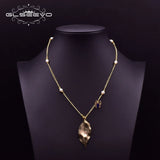 GLSEEVO Fresh Water Pearls Necklace Leaf Butterfly Pendant