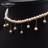 Beaded Tassel Choker Necklace w/ Fresh Water Pearl Jewelry