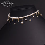 Beaded Tassel Choker Necklace w/ Fresh Water Pearl Jewelry