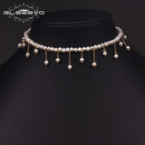 Beaded Tassel Choker Necklace w/ Fresh Water Pearl Jewelry