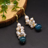 Fresh Water Pearl Kyanite Drop Earrings Women's Fine Jewellery