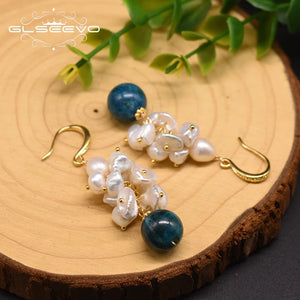 Fresh Water Pearl Kyanite Drop Earrings Women's Fine Jewellery