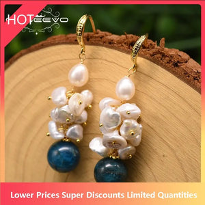 Fresh Water Pearl Kyanite Drop Earrings Women's Fine Jewellery