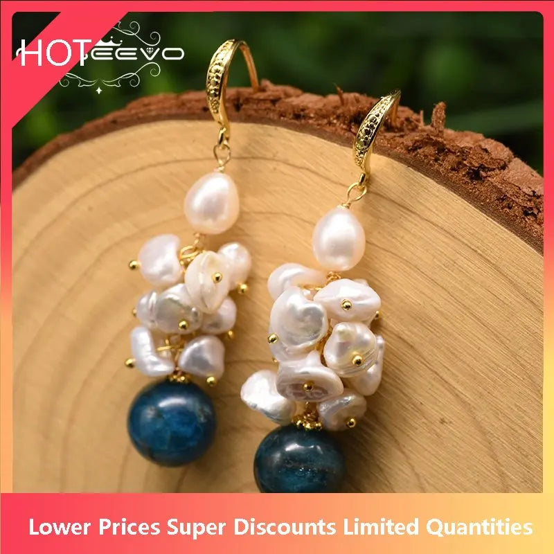 Fresh Water Pearl Kyanite Drop Earrings Women's Fine Jewellery