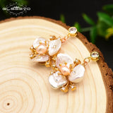 Pearl Flower Drop Earrings Wedding Jewelry GE0713