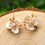 Pearl Flower Drop Earrings Wedding Jewelry GE0713